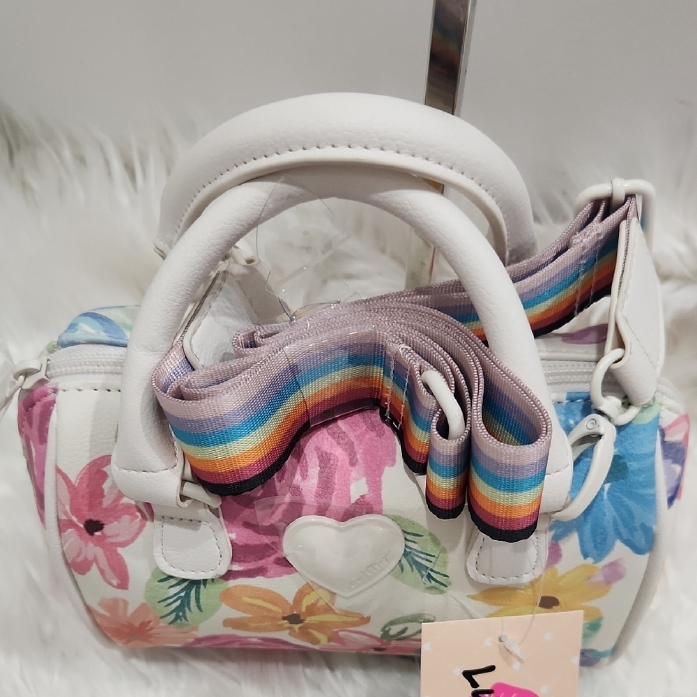 🔹️Betsey Johnson🔹️ LBHARLEY Floral Mini  Handbag Crossbody - White  Multicolor - Picture 6 of 13
